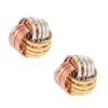 Tri-Color Rose White and Yellow 8mm Gold Plated Knot Earrings