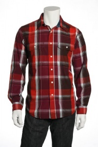 Club Room Plaid Brick Button Down Shirt