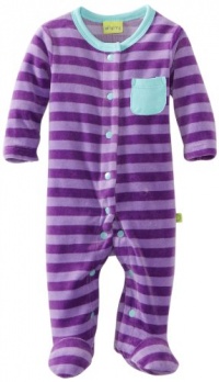 Offspring- Baby Girls Newborn Velour Footie, Lavender Multi, 9 Months