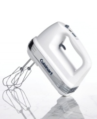 New in the mix from Cuisinart. Enjoy the power of 9-speed hand mixer equipped with handy attachments and its very own snap-on storage case. It's time to whip up fluffy meringues, knead some dough, clean it up and go! SmoothStart™ feature with 3 low mixing speeds eliminates splattering. Three-year limited warranty. Model HM-90S.