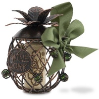 Pineapple Cork Cage Ornament w/ Satin Bow