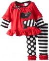 Rare Editions Baby Girls Newborn Scottie Dog Legging Set, Red/Black/White, 3-6 Months