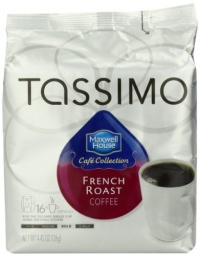 Maxwell House Cafe Collection French Roast Coffee (Dark), 16-Count T-Discs for Tassimo Coffeemakers (Pack of 2)