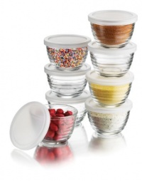 Libbey 6-1/2-Ounce Small Bowls with Plastic Lids, 16-Piece Set