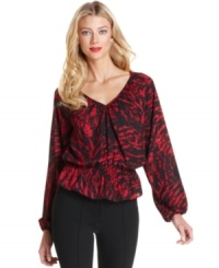 Peasant styling and a rich print make this MICHAEL Michael Kors petite top an essential this season.