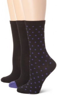 Nine West Women's Dot, Solid Tipped and Solid 3 Pair Crew Pack Socks