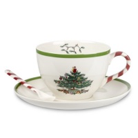 Spode Christmas Tree Peppermint Jumbo-Cup and Saucer