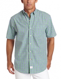 IZOD Men's Short Sleeve Plaid Button Down