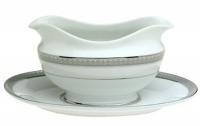 Mikasa Platinum Crown Gravy Boat and Stand