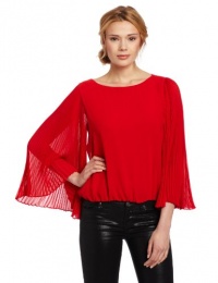 Vince Camuto Women's Pleated Cascading Sleeve Blouse, Rouge, Small