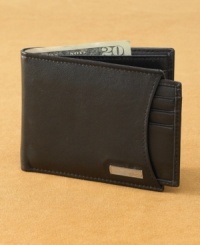 Chose to carry it all or just a little with the convenient convertible design of Calvin Klein's leather billfold with a built-in removable credit card holder.