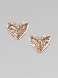 A pretty, heart-shaped design in a pyramid form encrusted with brilliant diamonds. Diamonds, .21 tcw14k rose goldSize, about ¼Post backMade in USA of imported materials