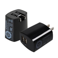 PowerGen Black 2.4-Amp (12 Watt) Dual USB Wall Charger w/Sviwal Plug Designed for Apple and Android Devices