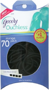 Goody Ouchless Pillow Pack Black Elastics, 4mm, 70 Count