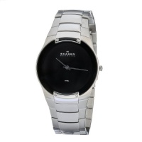 Skagen Men's 861XLSXB Skagen Denmark Silver Steel Link & Black Dial Watch