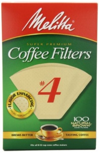 Melitta Cone Coffee Filters, Natural Brown, No. 4, 100-Count Filters (Pack of 6)