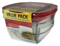 Rubbermaid 1-Cup Glass Food Storage Container with Easy Find Lid 3 Piece Value Pack