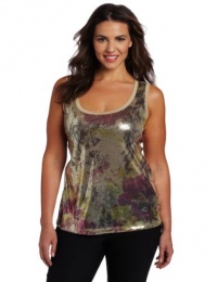 Karen Kane Women's Plus-Size Floral Sequin Tank Shirt