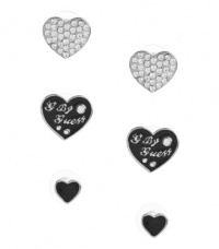 G by GUESS Heart Trio Stud Set, SILVER