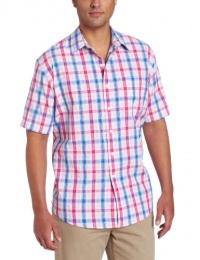 IZOD Men's Short Sleeve Plaid Button Down