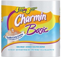 Charmin Basic, Double Rolls, 4 Count Pack (Pack of 10) 40 Total Rolls