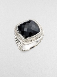 From the Albion Collection. A classic Yurman design, offering a faceted cushion of dramatic black onyx, framed in diamonds, on a split cable band of sterling silver.Diamonds, 0.48 tcw Black onyx Sterling silver About ½ square Imported