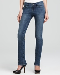 A wardrobe essential, these Isaac Mizrahi Jeans feature a flattering straight-leg silhouette finished with subtle whiskering and slight fading for a slimming effect.