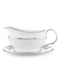 From the Lenox Classic Collection, Federal Platinum formal dinnerware and dishes add a luxurious note to your table. Made of exquisite white bone china with platinum trim, a complete selection of pieces is available. Coordinating Debut Platinum crystal stemware adds the finishing flourish.