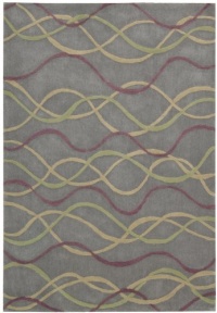 Nourison Citi Limits Silver Wavy Lines 3.6-Feet by 5.6-Feet Polyacrylic Area Rug