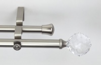 Modern Faceted Double Curtain Rod in Satin Nickel Size: 120 - 170