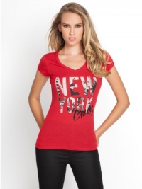 GUESS Women's New York Tee, RED HOT (SMALL)