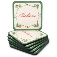 Spode Christmas Tree Hardboard Coasters Believe Set(s) Of 6