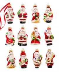 Santa every which way. Whether he's giving out gifts or lighting the way, Father Christmas will bring joy to every branch in your tree with these merry mini ornaments.