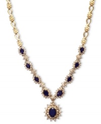 Regally inspiring. Add a little royalty to your look with EFFY Collection's stunning necklace. Crafted in 14k gold with oval-cut sapphires (4-3/8 ct. t.w.) and round-cut diamonds (2-1/3 ct. t.w.). Approximate length: 18 inches. Approximate drop: 1/2 inch.