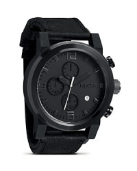 In a chronograph design, Nixon's The Ride watch mixes stainless steel with sleek leather for a look that makes a bold yet laid-back impression.