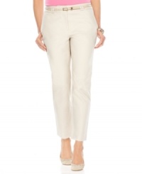 Get a smooth, flattering look in these straight-leg pants from Charter Club. The interior tummy panel provides a slimming fit you'll love!