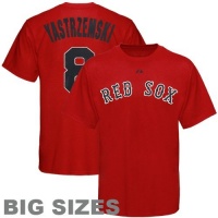 MLB Majestic Boston Red Sox #8 Carl Yastrzemski Red Cooperstown Player Big Sizes T-shirt