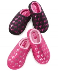 She'll feel like a princess in these comfortable and cozy slippers by Barbie.