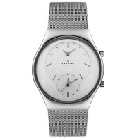 Skagen Midsize 733XLSS Steel Collection Dual Time Mesh Stainless Steel Watch