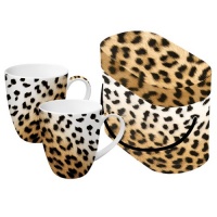 Paperproducts Design Leopard Couture 11-Ounce Porcelain Mug, Set of 2