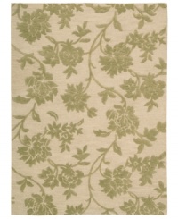 Uplifting style. Nourison's Skyland rug features lush, dreamy florals rendered in soft olive and ivory shades, bringing a heavenly feel to any space. The plush wool rug is enhanced with meticulous hand carving for beautiful detail and texture. (Clearance)