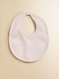 This quilted bib with rocking horse embroidery is the sweetest way to keep baby looking cute and clean.Snaps at back of neckPima cottonMachine washImported