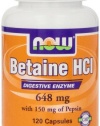 Now Foods Betaine HCl, 648 mg , 120  Capsules