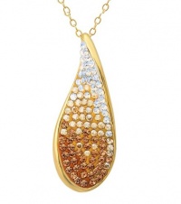 18K Gold over Sterling Silver Gold Ombre Crystal Teardrop Pendant-Necklace with Swarovski Elements