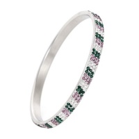 1PC Fashion Green And White CZ Crystal Stainless Steel Bracelet Jewelry Width 0.6cm