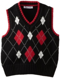 Kitestrings Boys 2-7 Toddler Argyle V-Neck Sweater Vest, Black, 3T