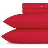 Tommy Hilfiger Sheet Set, Twin, Cardinal Red