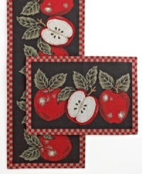 Charming to the core, the Apple Crisp runner combines juicy red fruit with a simple checked border in a beautiful woven tapestry. Layer with Windham Weavers placemats for fresh-for-fall style.