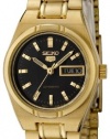 Seiko Women's SYM602 Seiko 5 Automatic Black Dial Gold-Tone Stainless Steel Watch