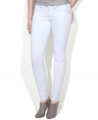 White wash jeans with cool stud detail, Levi's four-pocket style denim leggings bring the heat.